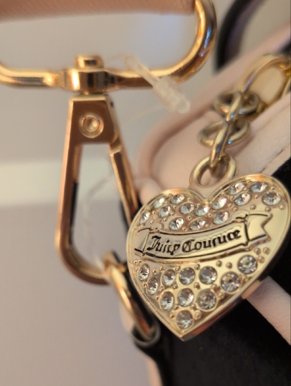 Juicy Couture Black and Pale Pink Velvet Satchel - Picture 5 of 14